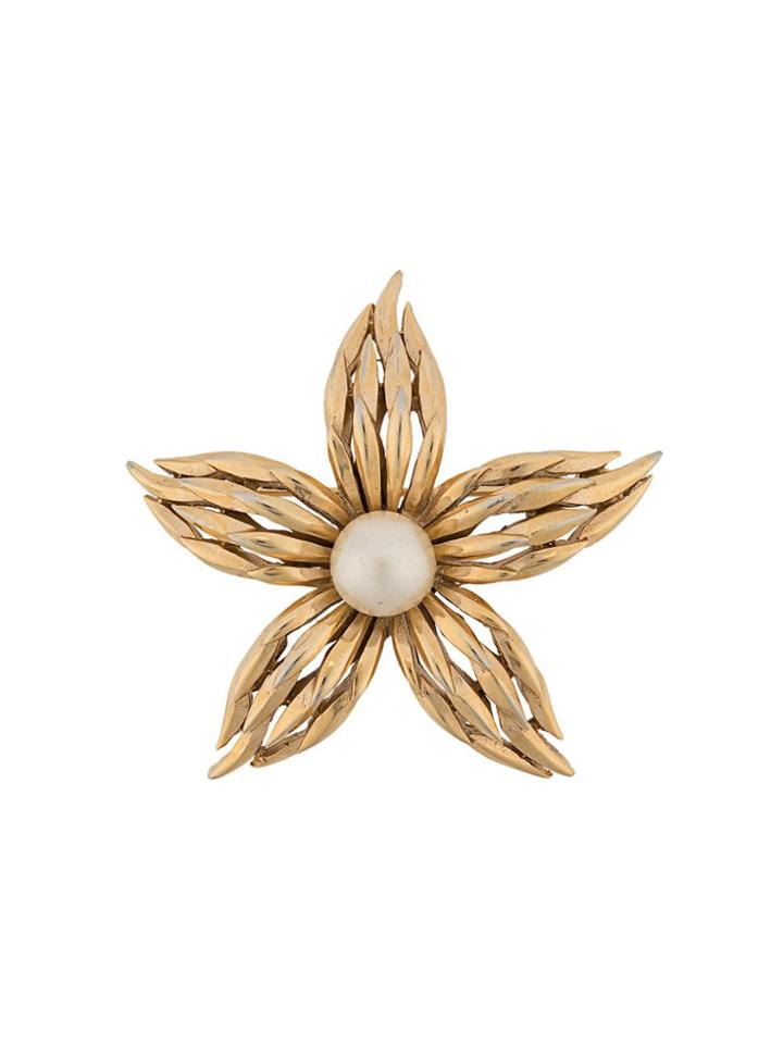 Susan Caplan Vintage Trifari Floral Brooch - Gold