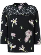 Blumarine Floral Print Jumper, Women's, Size: 44, Black, Virgin Wool/viscose/cotton/polyamide