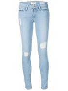 Frame Denim Ribbed Skinny Jeans, Women's, Size: 26, Blue, Cotton/tencel/polyester