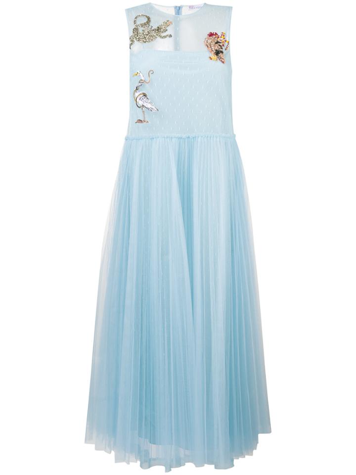 Red Valentino Embellished Tulle Dress - Blue