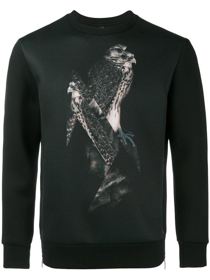 Neil Barrett Bird Print Sweatshirt, Men's, Size: Xs, Black, Polyester/viscose