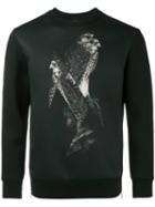 Neil Barrett Bird Print Sweatshirt, Men's, Size: Xs, Black, Polyester/viscose