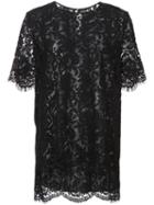 Adam Lippes - Corded Lace Short Sleeve Pleat Back T-shirt - Women - Cotton - 4, Black, Cotton