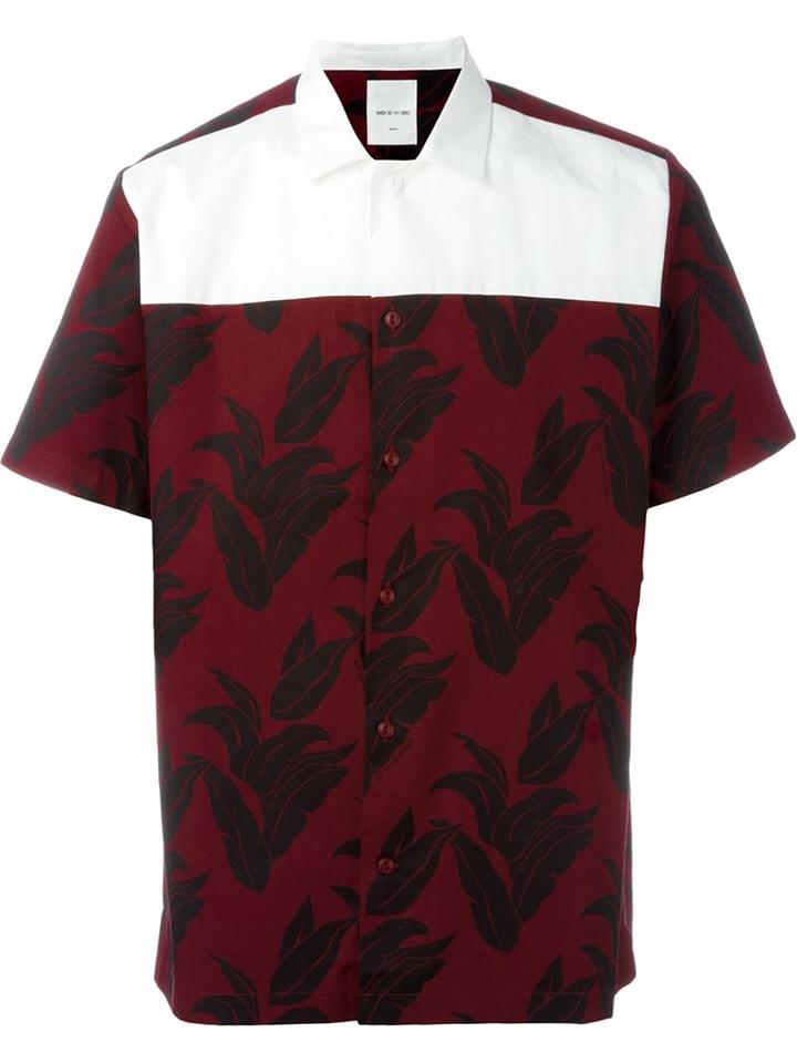 Wood Wood Leaf Print Contrast Shirt