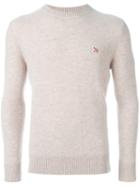 Maison Kitsuné Embroidered Logo Jumper, Men's, Size: Xl, Nude/neutrals, Lambs Wool