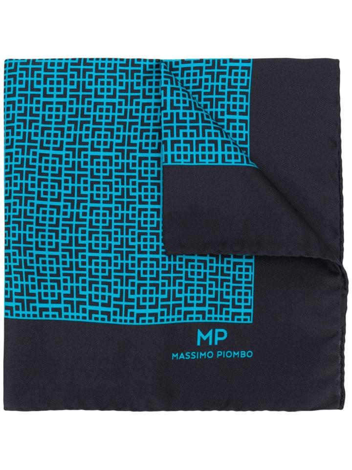 Mp Massimo Piombo Geometric Pattern Pocket Square - Blue