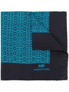 Mp Massimo Piombo Geometric Pattern Pocket Square - Blue