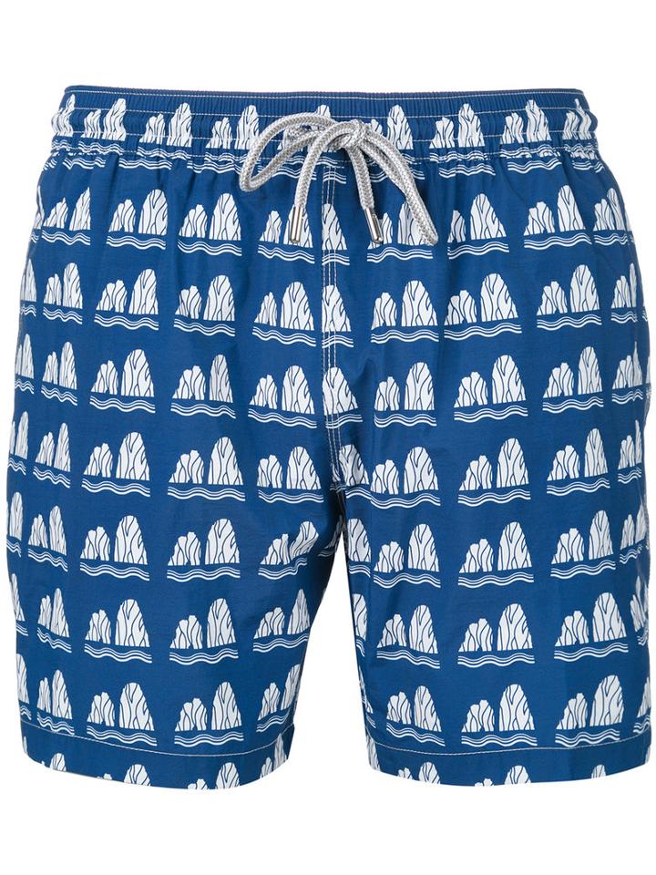 Stone Print Swim Shorts - Men - Nylon - L, Blue, Nylon, Capricode