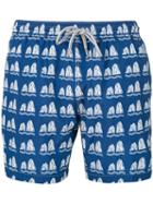 Stone Print Swim Shorts - Men - Nylon - L, Blue, Nylon, Capricode