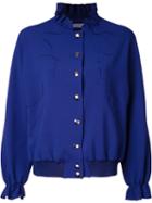 Vivetta Face Shapes Bomber Jacket, Size: 40, Blue, Polyester/viscose/cotton/spandex/elastane