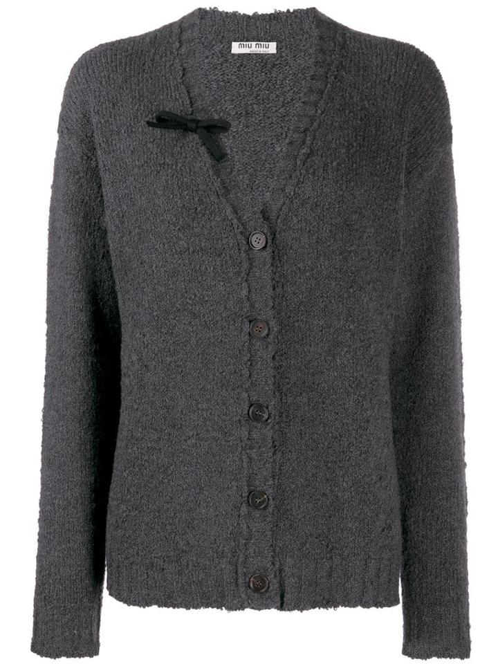 Miu Miu Bow Detail Cardigan - Grey