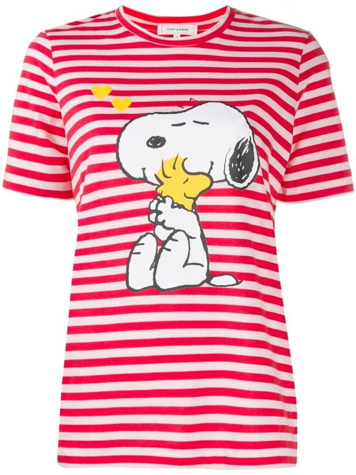 Chinti & Parker Snoopy Striped T-shirt - Red