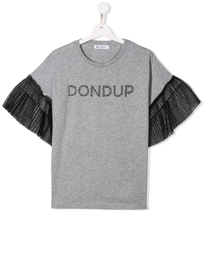 Dondup Kids Teen Tulle-panelled T-shirt - Grey