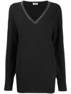 Liu Jo Embellished V-neck Sweater - Black