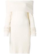 Twin-set Slash-neck Ribbed Jersey Dress - Nude & Neutrals