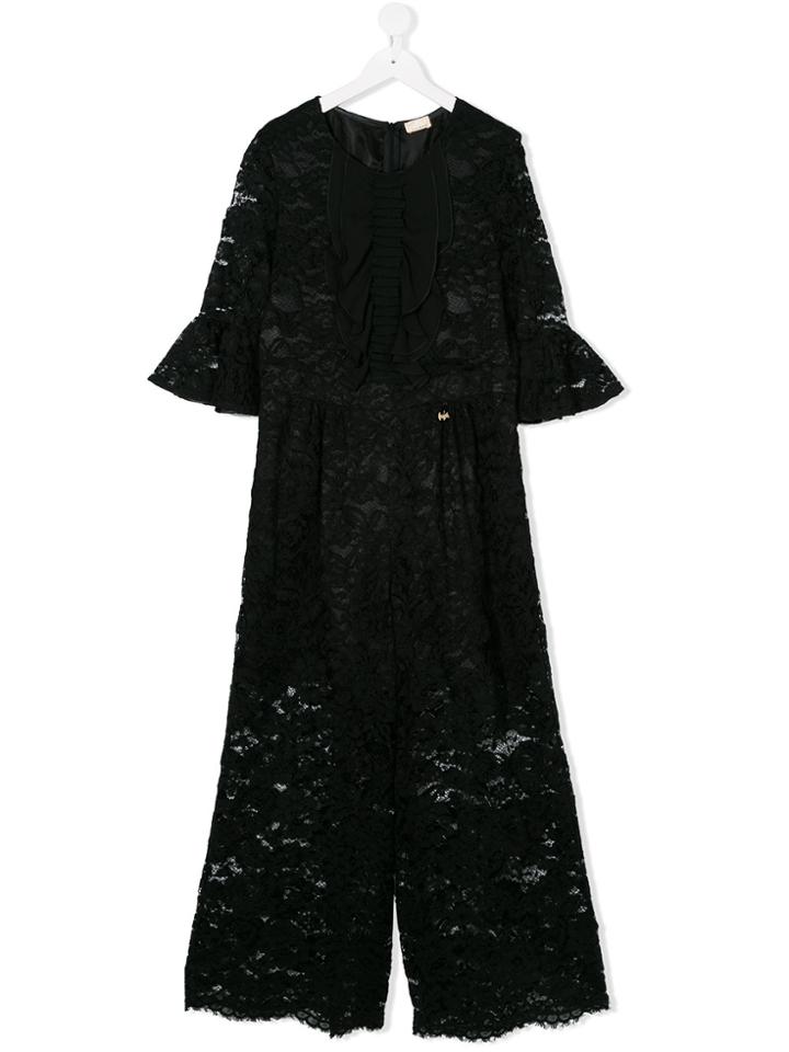 Elisabetta Franchi La Mia Bambina Lace Jumpsuit - Black