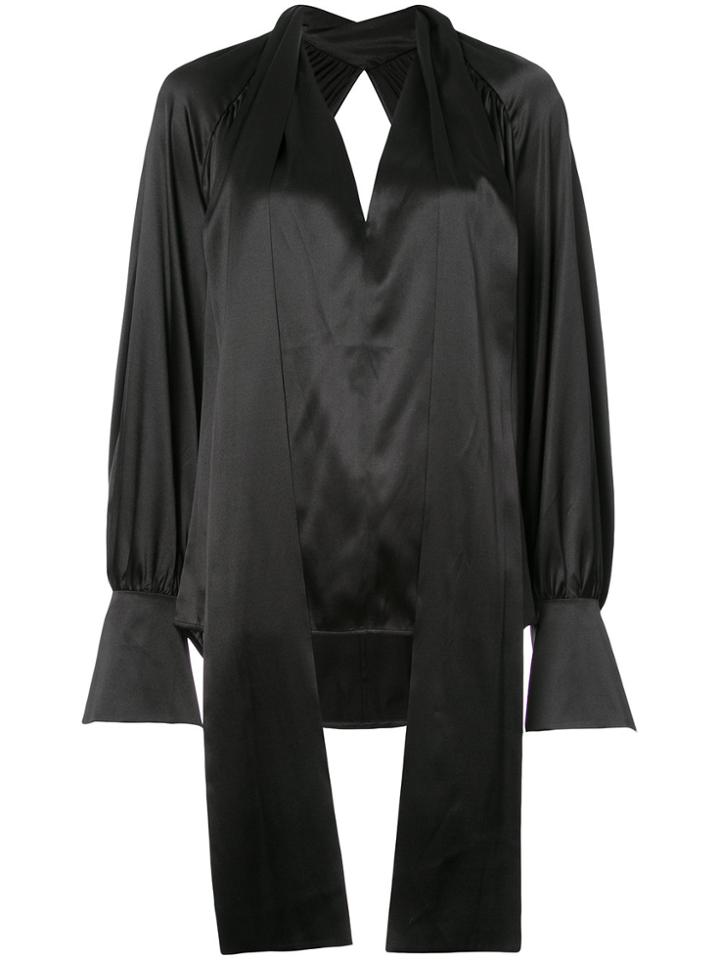 Petar Petrov Cutout-back Tie-neck Blouse - Black