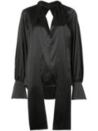 Petar Petrov Cutout-back Tie-neck Blouse - Black