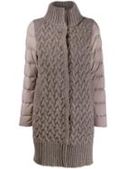 Herno Cable Knit Layered Coat - Neutrals