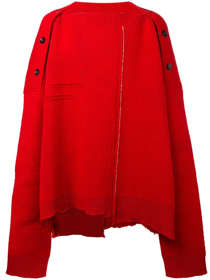 Raf Simons Oversized Asymmetric Jumper, Men's, Size: Small, Red, Virgin Wool