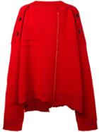Raf Simons Oversized Asymmetric Jumper, Men's, Size: Small, Red, Virgin Wool
