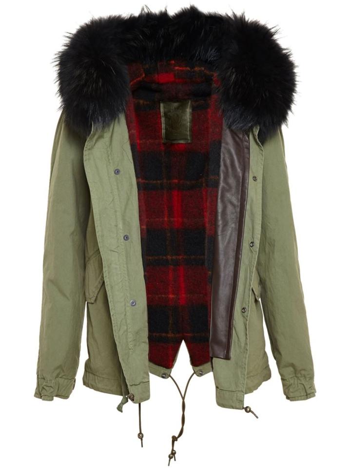 Mr & Mrs Italy Cropped Parka With Raccoon Fur Trim