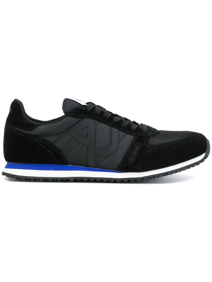 Armani Jeans Panelled Low Top Sneakers - Black
