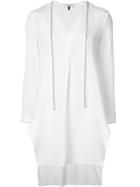 Halston Heritage V Neck Long Fit Blouse, Women's, Size: 10, White, Silk/modal/spandex/elastane