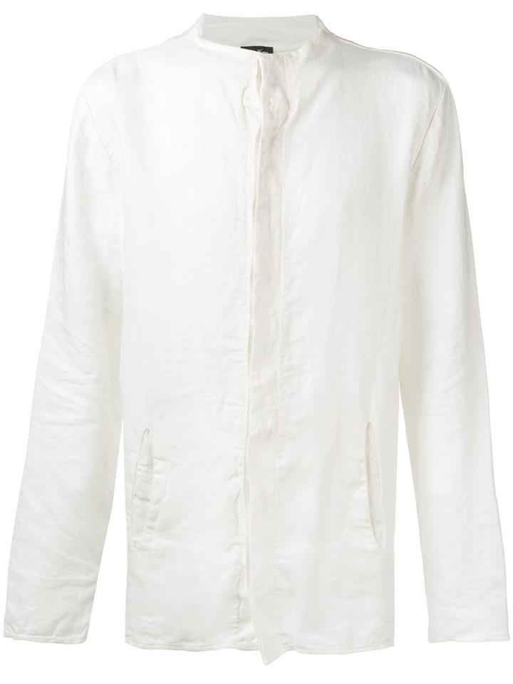 Andrea Ya'aqov Collarless Shirt, Men's, Size: Large, White, Linen/flax