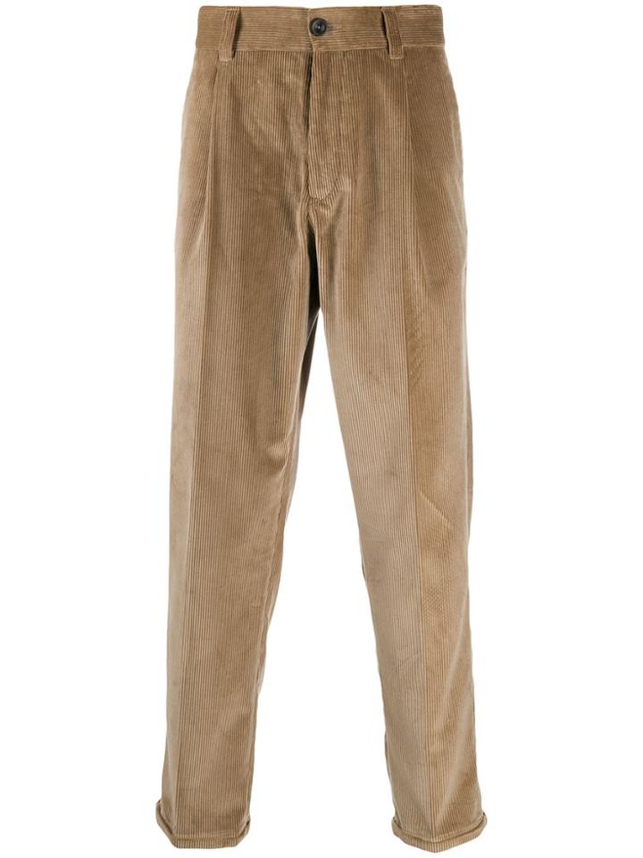 Pt01 Straight Leg Corduroy Trousers - Neutrals