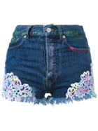 Forte Couture Embroidered Denim Shorts - Blue