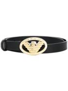 Emporio Armani Encrusted Logo Buckle Belt - Black