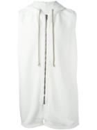 Rick Owens Drkshdw Zip Up Sleeveless Hoodie, Men's, Size: Medium, White, Cotton