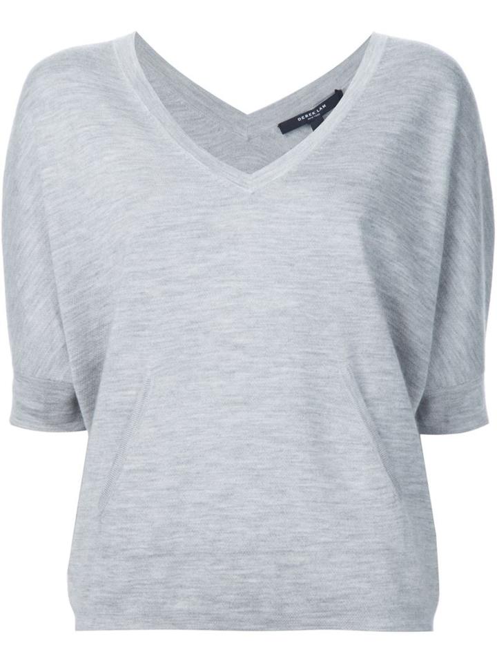 Derek Lam Knitted V-neck T-shirt, Women's, Size: Small, Grey, Silk/cashmere