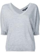 Derek Lam Knitted V-neck T-shirt, Women's, Size: Small, Grey, Silk/cashmere