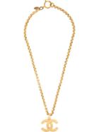 Chanel Vintage Cc Plate Necklace - Gold
