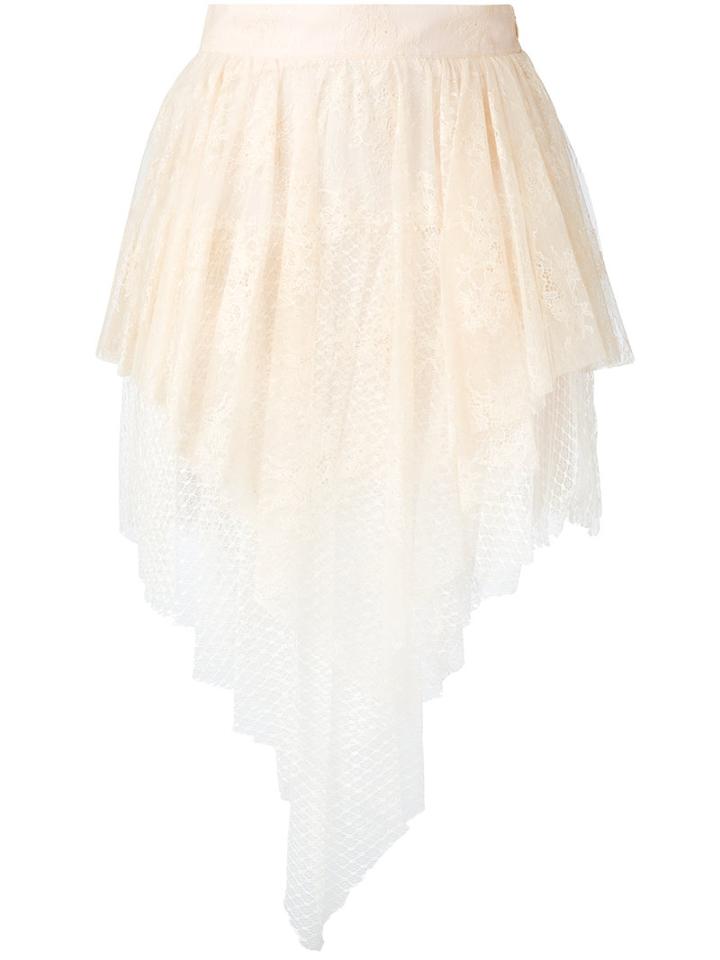 Philosophy Di Lorenzo Serafini Layered Hem Skirt, Women's, Size: 40, Nude/neutrals, Polyamide/polyester