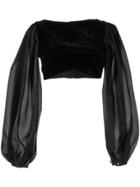 Rasario Puff Sleeve Velvet Top - Black