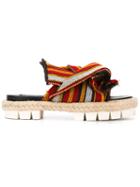 No21 Bow Detail Platform Sandals, Women's, Size: 37, Nude/neutrals, Rubber/raffia/cotton/leather