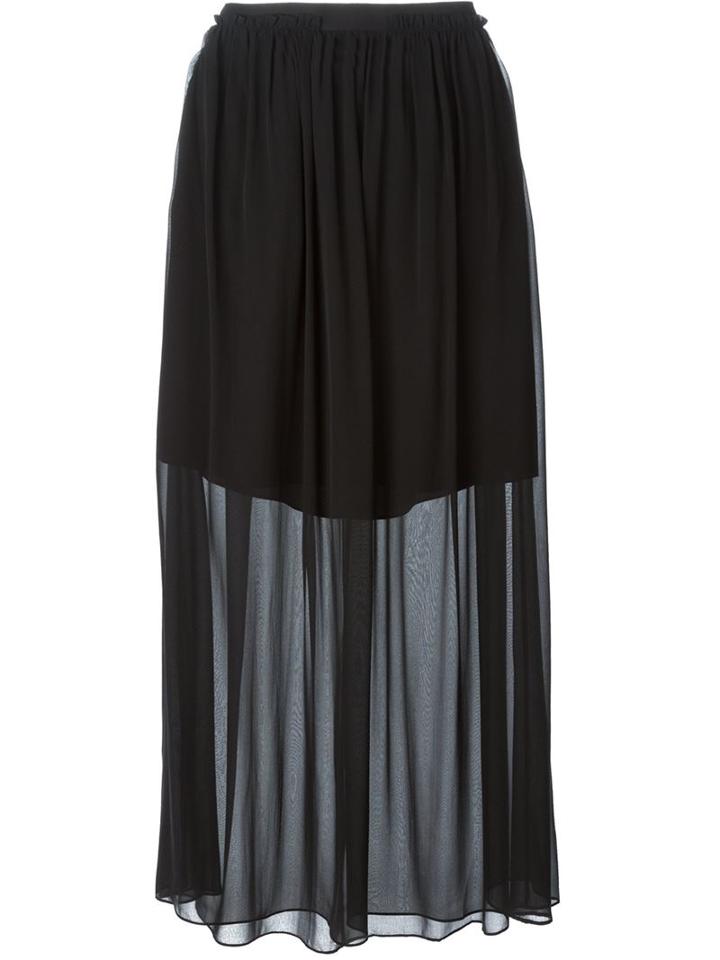 Carven Layered Sheer Skirt, Women's, Size: 44, Black, Silk