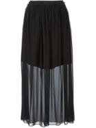 Carven Layered Sheer Skirt, Women's, Size: 44, Black, Silk