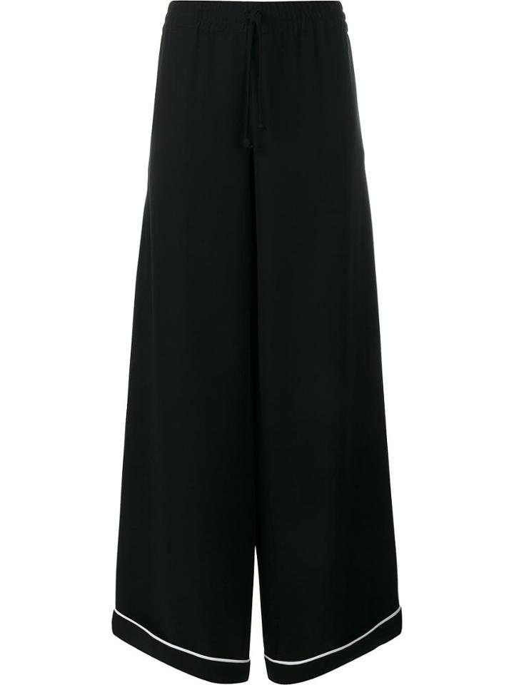 Valentino Wide-leg Silk Trousers - Black