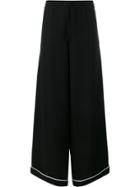 Valentino Wide-leg Silk Trousers - Black