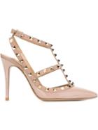 Valentino Rockstud Pumps, Women's, Size: 35, Nude/neutrals, Patent Leather/leather/metal Other