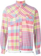 Sacai Elastic Waistband Checked Shirt, Men's, Size: 1, Pink/purple, Cotton/polyester