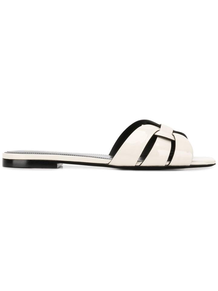 Saint Laurent Tribute Flat Sandals - White