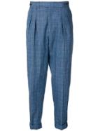 Pt01 Tapered Check Trousers - Blue