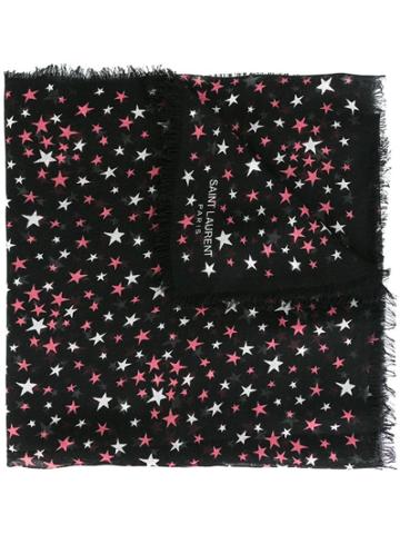 Saint Laurent 'étoiles' Large Printed Scarf - Black