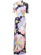 Emilio Pucci Mirabilis Print High Neck Maxi Dress - Blue