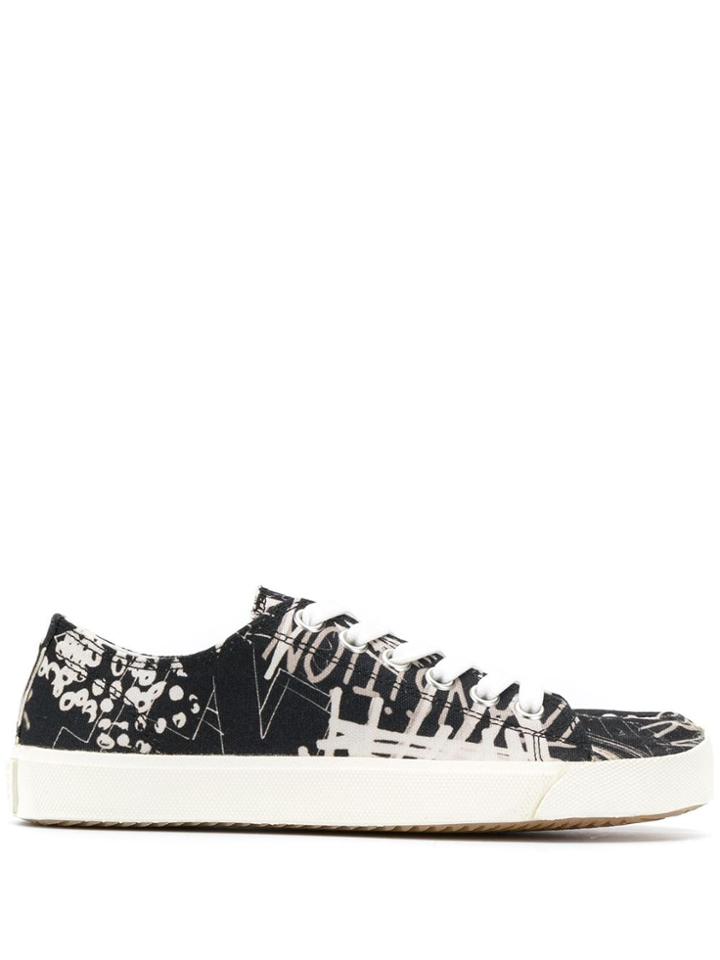 Maison Margiela Tabi Graffiti-print Sneakers - Black